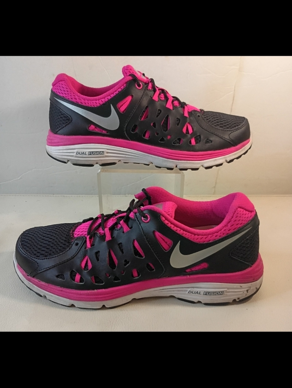NIKE Womens Dual Fusion Run 2 599564-006 Black Running Shoes Sneakers Size 7.5